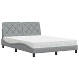 Letto con Materasso Grigio Chiaro 120x200cm Tessuto