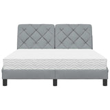 Letto con Materasso Grigio Chiaro 120x200cm Tessuto