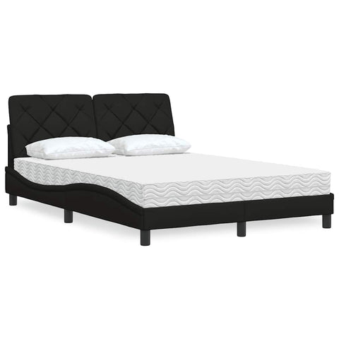 Letto con Materasso Nero 120x200 cm in Tessuto