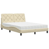 Letto con Materasso Crema 120x200 cm in Tessuto