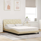 Letto con Materasso Crema 120x200 cm in Tessuto
