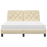 Letto con Materasso Crema 120x200 cm in Tessuto