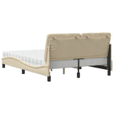 Letto con Materasso Crema 120x200 cm in Tessuto
