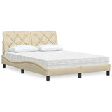 Letto con Materasso Crema 120x200 cm in Tessuto