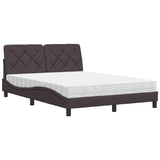 Letto con Materasso Marrone Scuro 140x190cm Tessuto