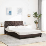 Letto con Materasso Marrone Scuro 140x190cm Tessuto