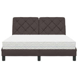 Letto con Materasso Marrone Scuro 140x190cm Tessuto