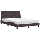 Letto con Materasso Marrone Scuro 140x200cm Tessuto