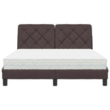 Letto con Materasso Marrone Scuro 140x200cm Tessuto