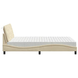 Letto con Materasso Crema 140x200 cm in Tessuto
