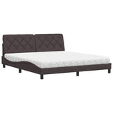 Letto con Materasso Marrone Scuro 180x200cm Tessuto