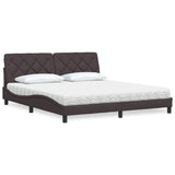 Letto con Materasso Marrone Scuro 180x200cm Tessuto