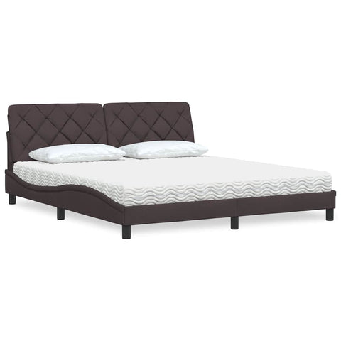 Letto con Materasso Marrone Scuro 180x200cm Tessuto
