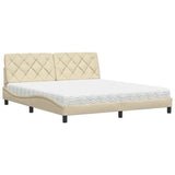 Letto con Materasso Crema 180x200 cm in Tessuto