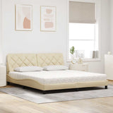 Letto con Materasso Crema 180x200 cm in Tessuto