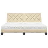 Letto con Materasso Crema 180x200 cm in Tessuto