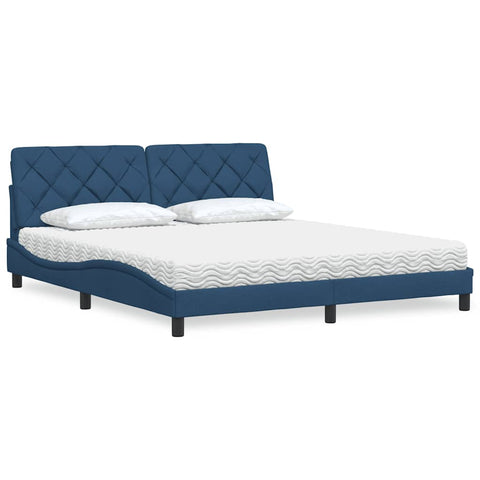Letto con Materasso Blu 180x200 cm in Tessuto