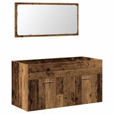 Mobile da Bagno con Specchio in Legno Antico Legno truciolato