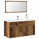Mobile da Bagno con Specchio in Legno Antico Legno truciolato