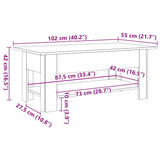 Tavolino da Salotto Legno Antico 102x55x42 cm Legno truciolato