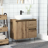 Armadietto da Bagno Rovere Artigianale 65x33x60cm in Truciolato