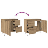 Armadietto da Bagno Rovere Artigianale 65x33x60cm in Truciolato
