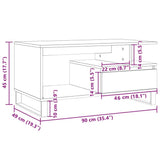 Tavolino Salotto Rovere Artigianale 90x49x45 cm truciolato