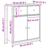 Credenza Rovere Artigianale 70x30x80 cm in Legno truciolato