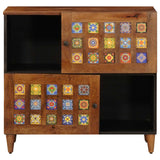 Credenza con porta Noce 80 x 33 x 75 cm Legno di mango massello