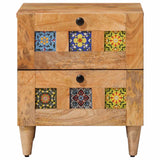 Armadio da Notte con cassetto 2 pcs Naturale 40 x 33 x 46 cm