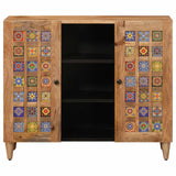Credenza Naturale 90 x 33 x 75 cm Legno di mango massello