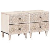 Armadio da Notte con cassetto 2 pcs Bianco 40 x 33,5 x 46 cm
