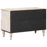 Mobile TV Bianco 70 x 33,5 x 46 cm Legno di mango massello