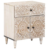 Mobiletto da Letto con cassetto Bianco 50 x 33 x 60 cm