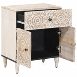 Mobiletto da Letto con cassetto Bianco 50 x 33 x 60 cm