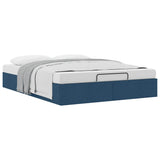 Struttura Letto Pouf senza Materasso Blu 140x200cm in Tessuto