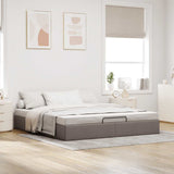 Struttura Letto Pouf senza Materasso Tortora 200x200 cm Tessuto
