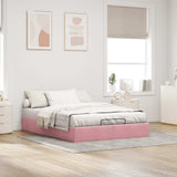 Struttura Letto Pouf senza Materasso Rosa 140x190 cm in Velluto