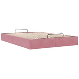 Struttura Letto Pouf senza Materasso Rosa 140x190 cm in Velluto