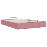 Struttura Letto Pouf senza Materasso Rosa 140x190 cm in Velluto