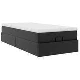 Struttura Letto Pouf con Materasso Nero 80x200 cm Similpelle