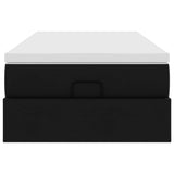 Struttura Letto Pouf con Materasso Nero 80x200 cm Similpelle
