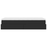 Struttura Letto Pouf con Materasso Nero 80x200 cm Similpelle