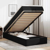 Struttura Letto Pouf con Materasso Nero 80x200 cm Similpelle