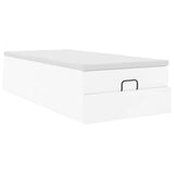 Struttura Letto Pouf con Materasso Bianco 90x190 cm Similpelle