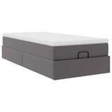 Struttura Letto Pouf con Materasso Grigio 90x190 cm Similpelle