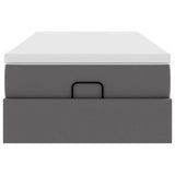 Struttura Letto Pouf con Materasso Grigio 90x190 cm Similpelle