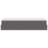 Struttura Letto Pouf con Materasso Grigio 90x190 cm Similpelle