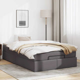 Struttura Letto Pouf con Materasso Grigio 120x190 cm Similpelle