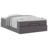 Struttura Letto Pouf con Materasso Grigio 120x190 cm Similpelle